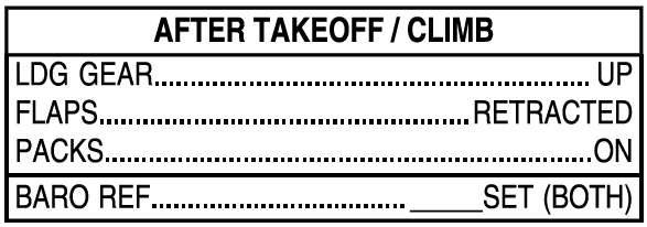 After Takeoff checklist